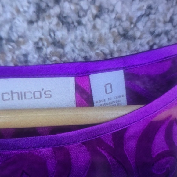 Purple Patterned Women's Top - Elegant Sheer Blouse - Picture 5 of 6